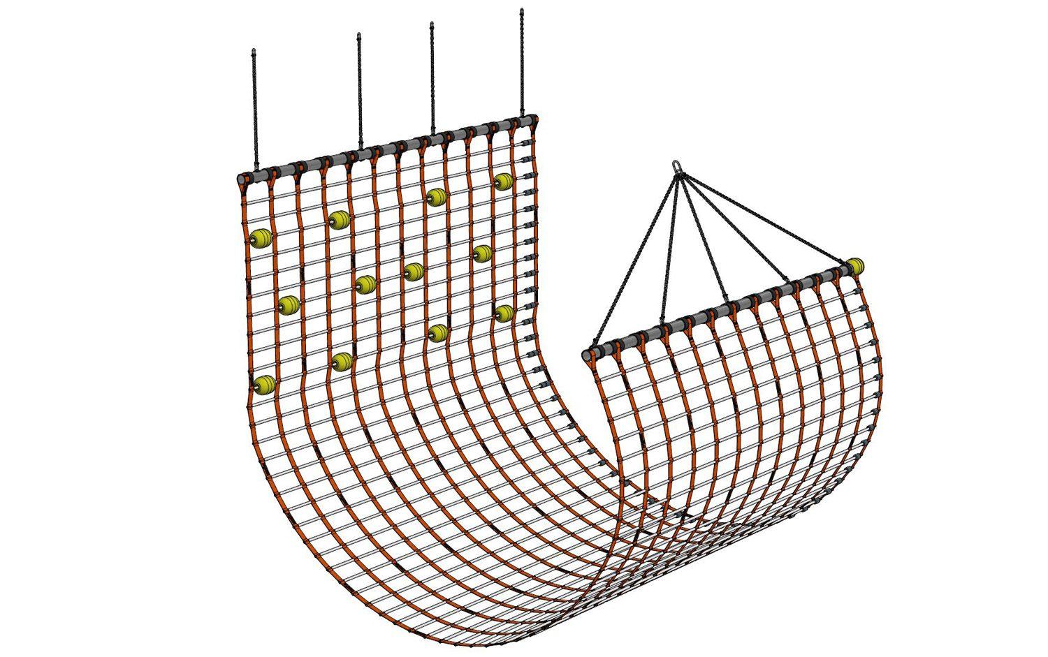 Drawing of a rescue net for man overboard recovery.